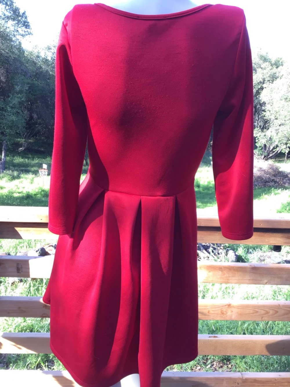 Red Y2K era Scallop V-Neck Fit & Flare Dress - Picture 7 of 8